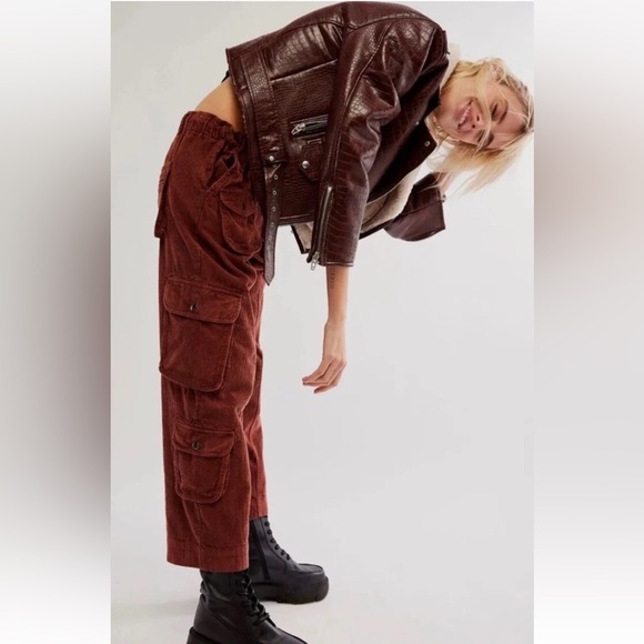 New Free People Tahiti Cord Cargo Pants Slouchy Drawstring - Womens size XS - Picture 3 of 9